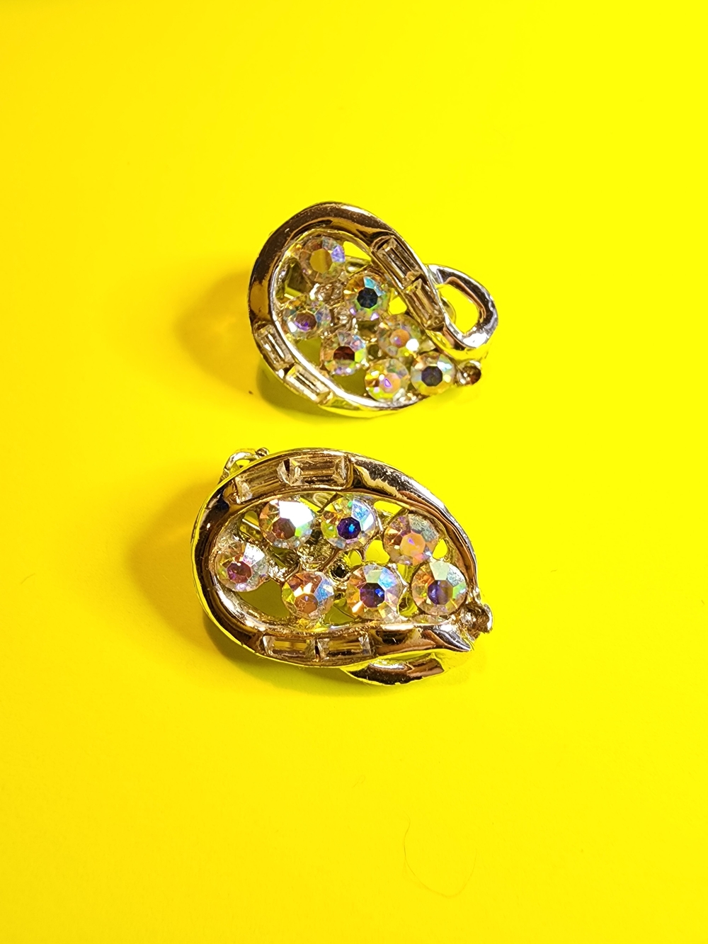 Silver-tone Crystal Clip-On Earrings - Sparkling Gold Tone